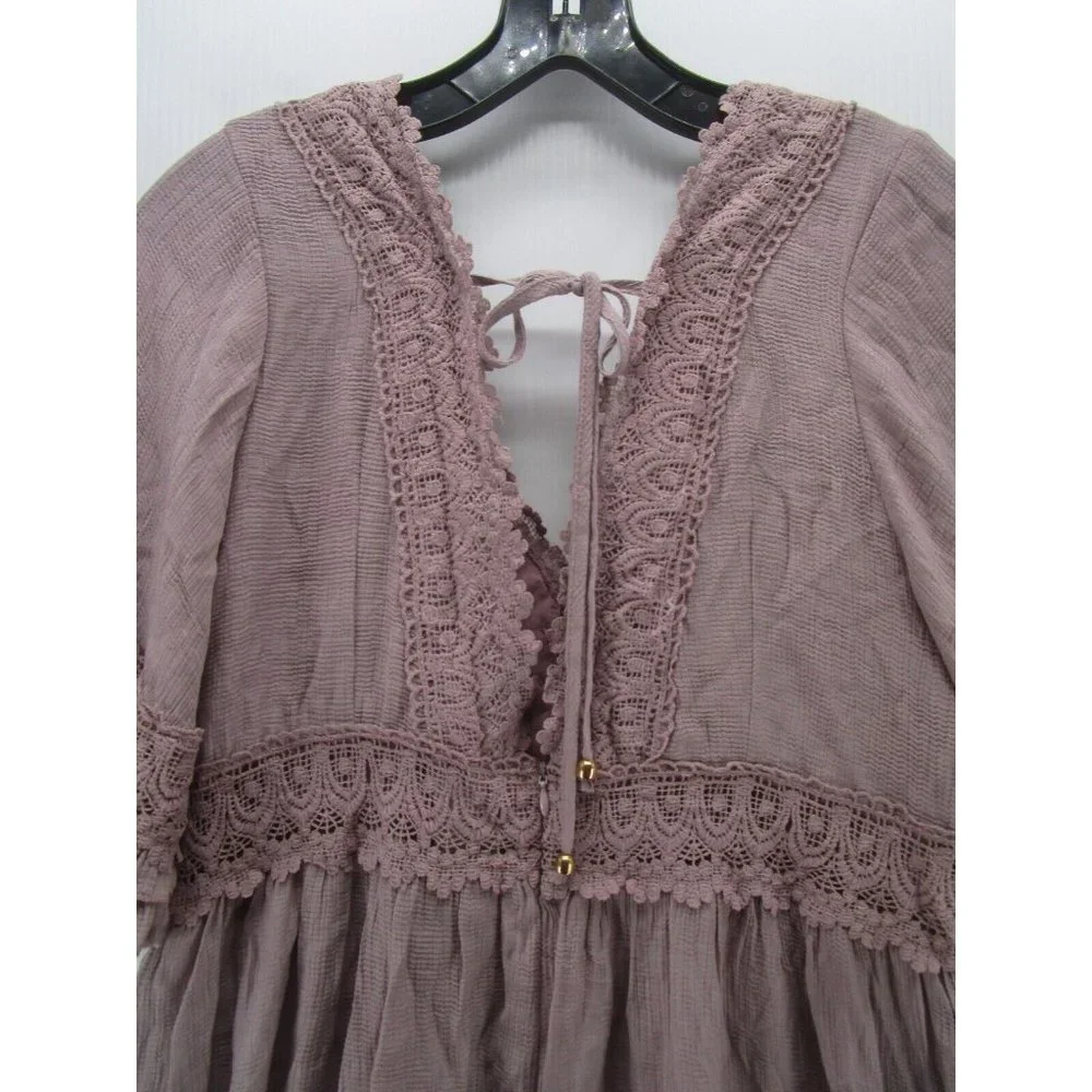 Bluivy Dress Large Fit Flare Ruffle Crochet Boho Pullover NEW - Picture 9 of 13